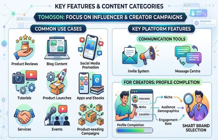 key features and content categories